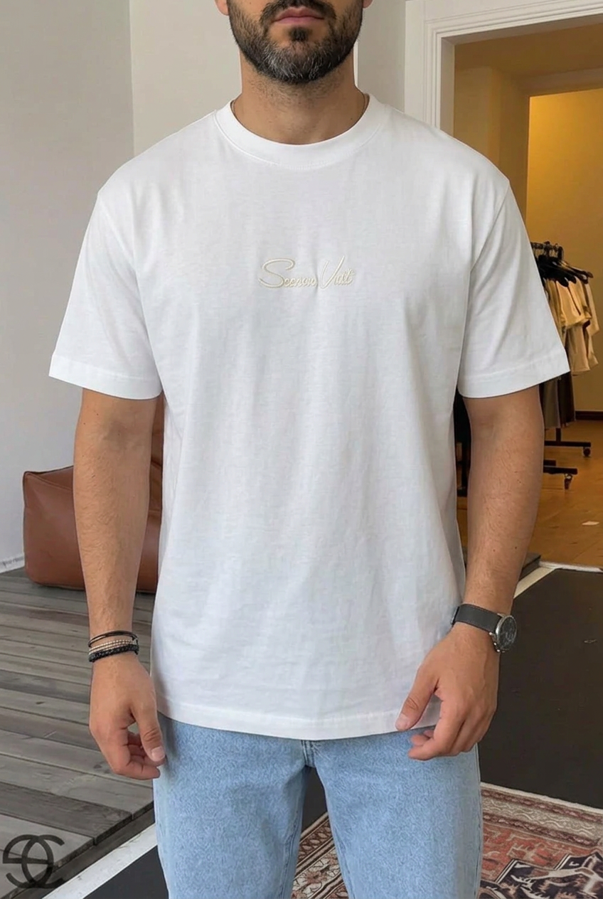Cotton T-Shirt with Embroidered Logo – White