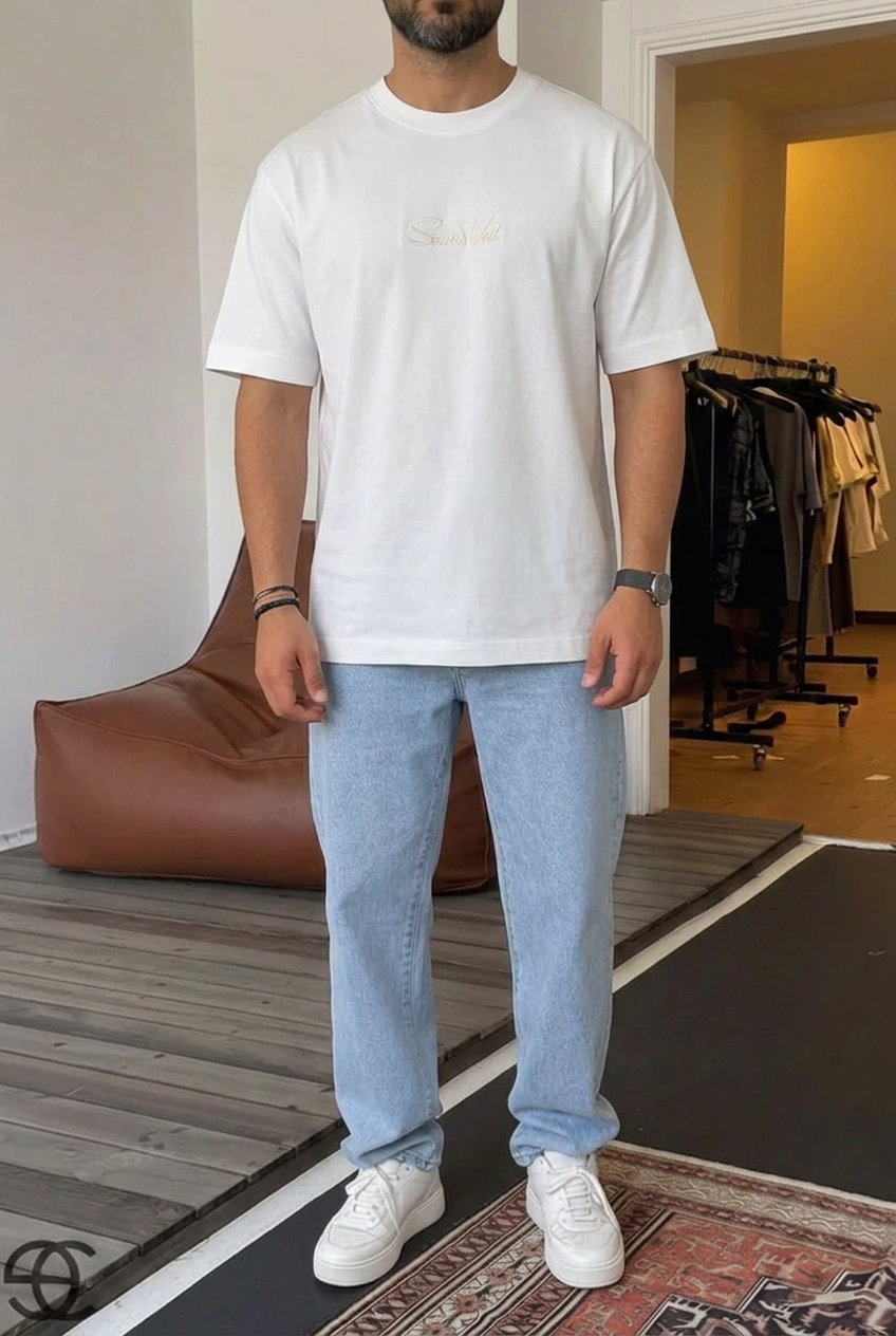 Cotton T-Shirt with Embroidered Logo – White