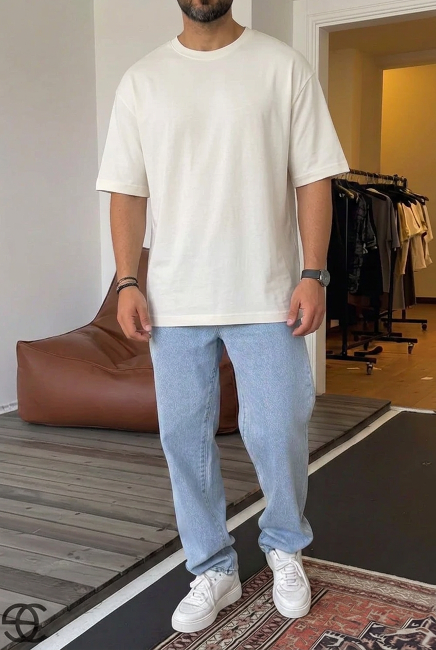 Cotton T-Shirt with Back Detail – Ecru