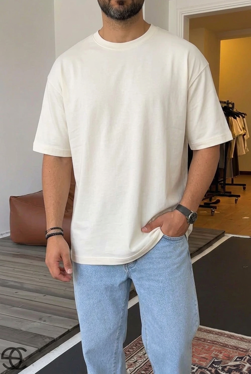 Cotton T-Shirt with Back Detail – Ecru