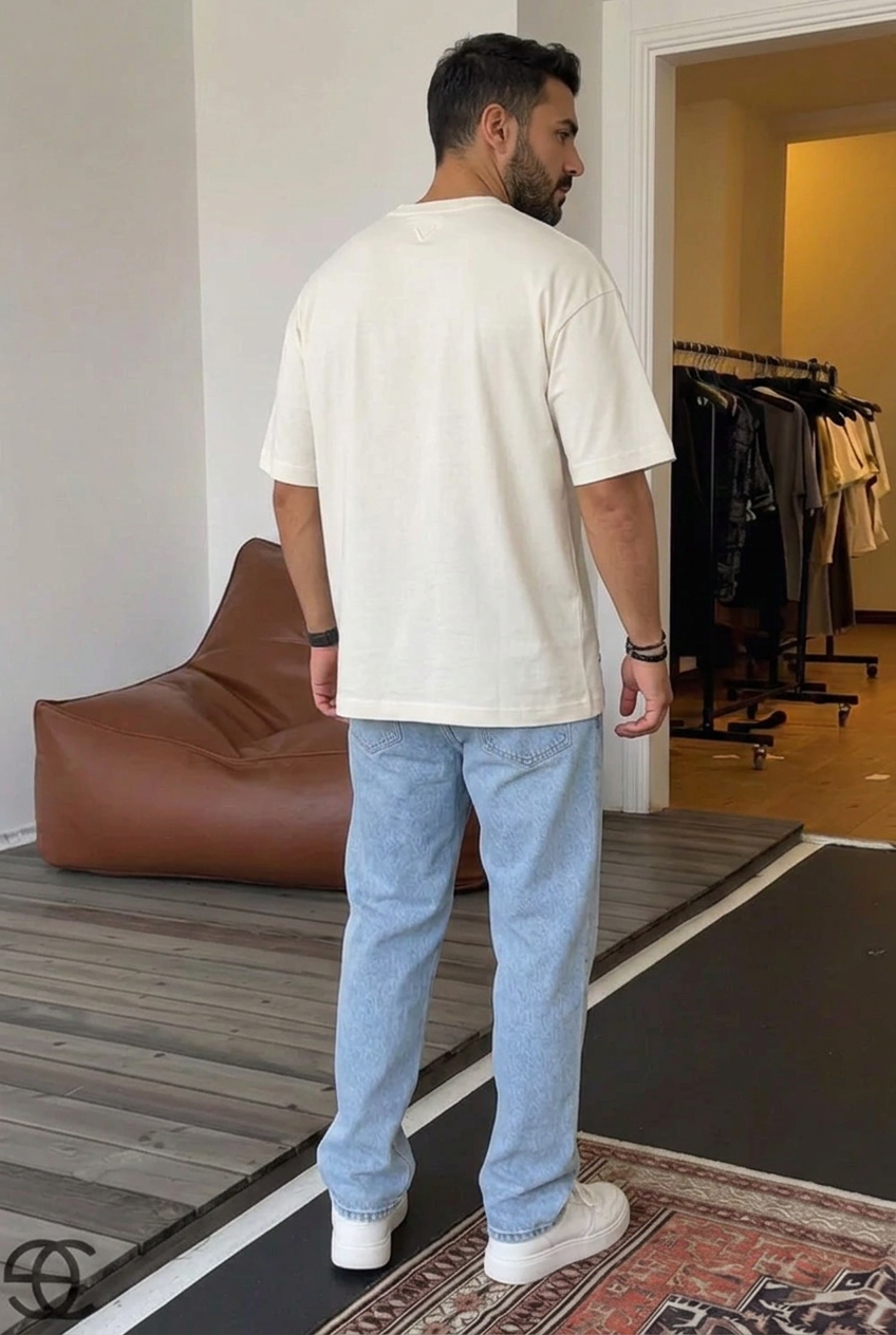 Cotton T-Shirt with Back Detail – Ecru