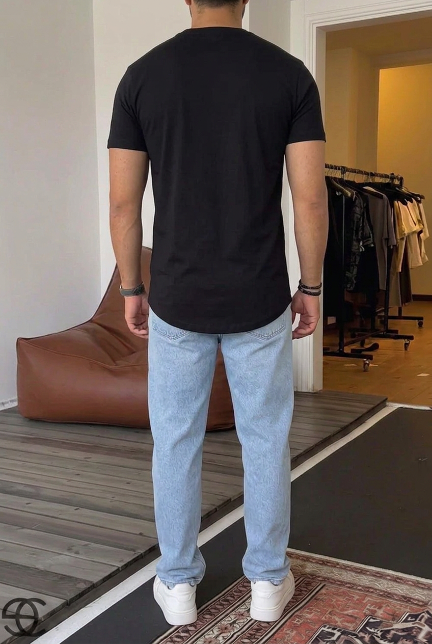 Basic Crewneck Cotton T-Shirt – Black