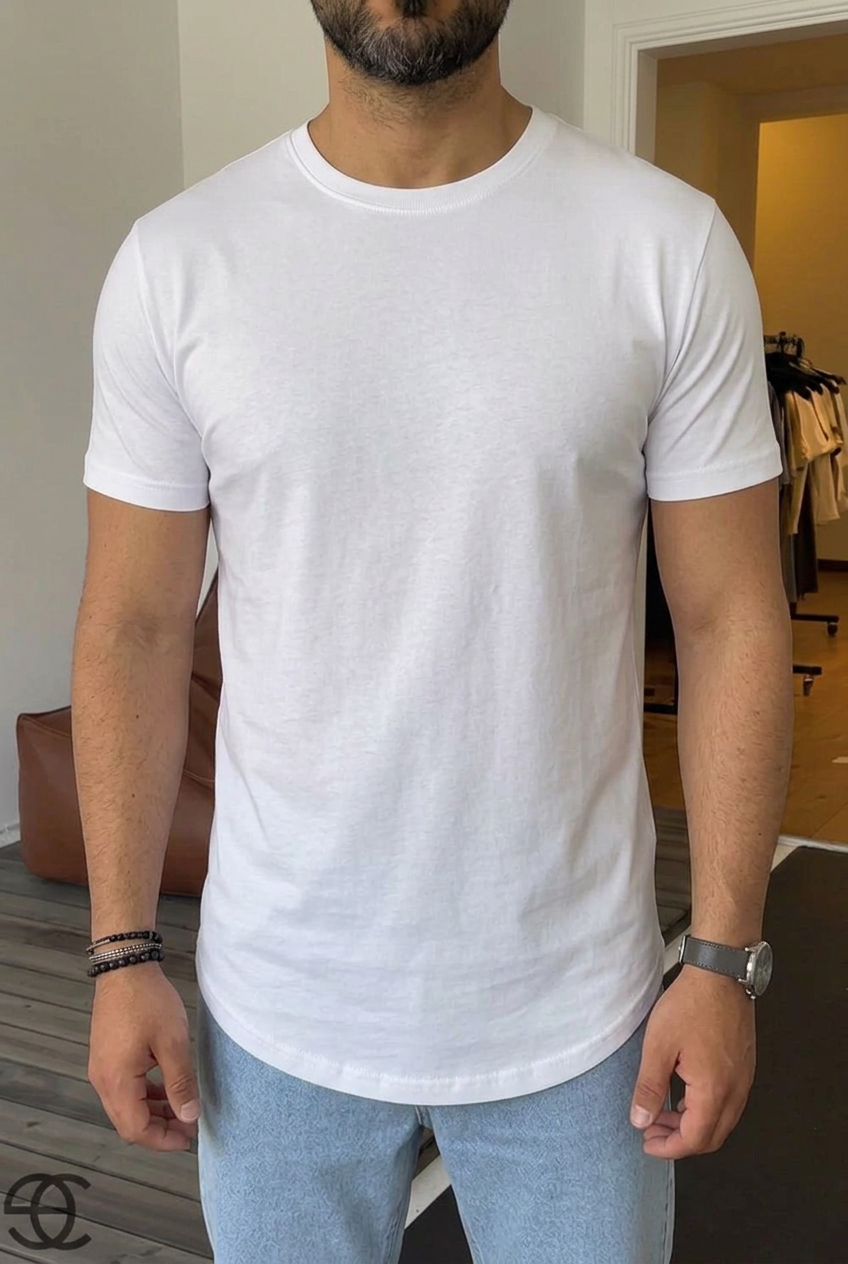 Basic Crewneck Cotton T-Shirt – White