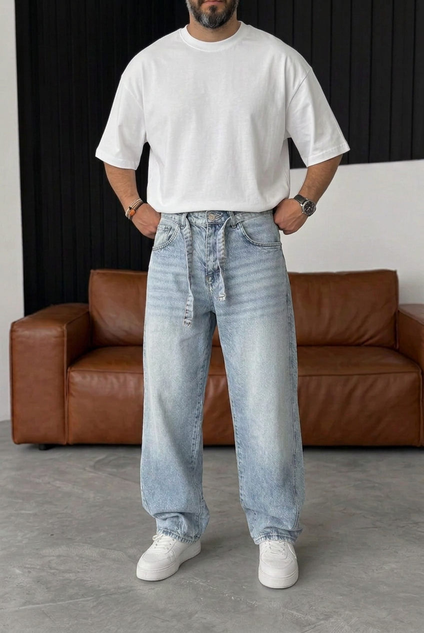 Urban Relaxed Baggy Studio Jeans – Light Blue