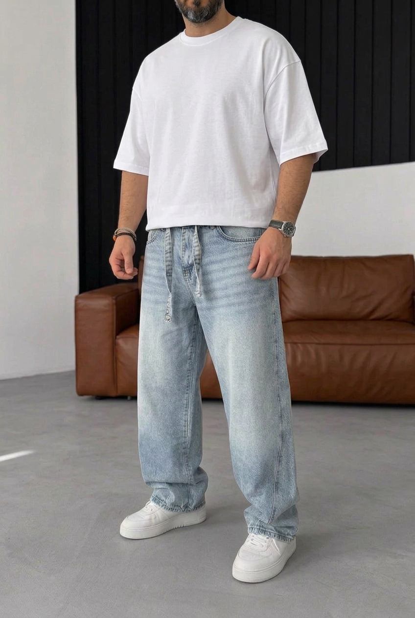 Urban Relaxed Baggy Studio Jeans – Light Blue