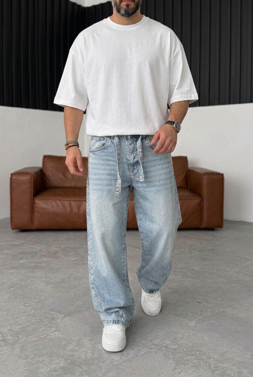 Urban Relaxed Baggy Studio Jeans – Light Blue