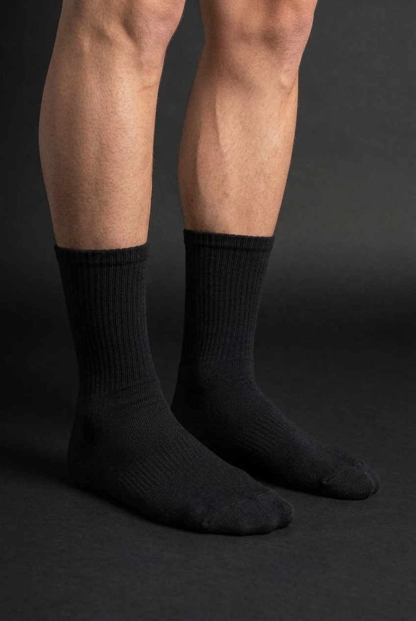 Ανδρικές Βαμβακερές Κάλτσες Crew Socks με Ριπ Πλέξη –
