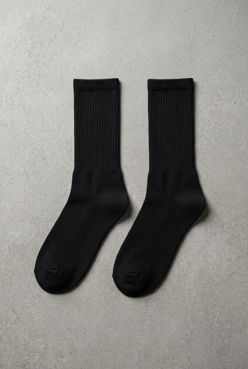 Ανδρικές Βαμβακερές Κάλτσες Crew Socks με Ριπ Πλέξη –