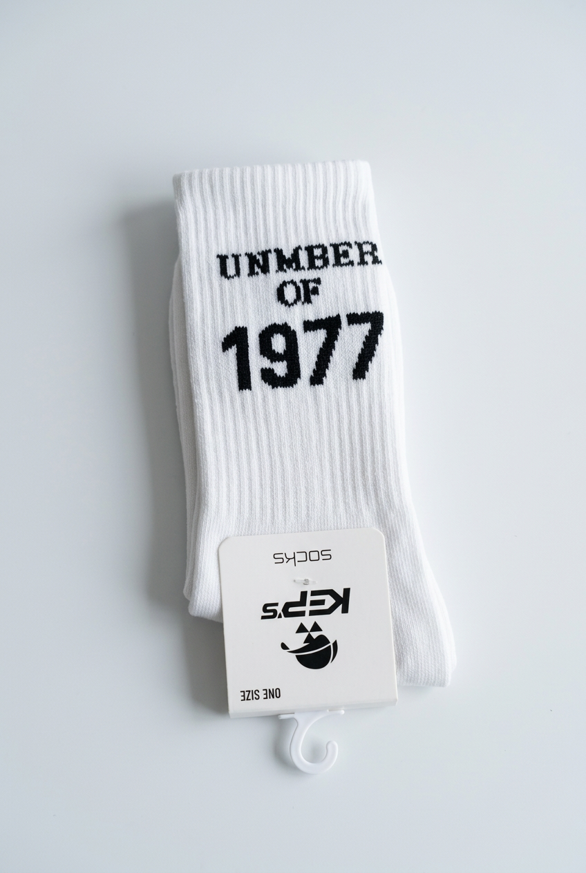 Ανδρικές Κάλτσες Crew Socks με Στάμπα Number of 1977 – Λευκό