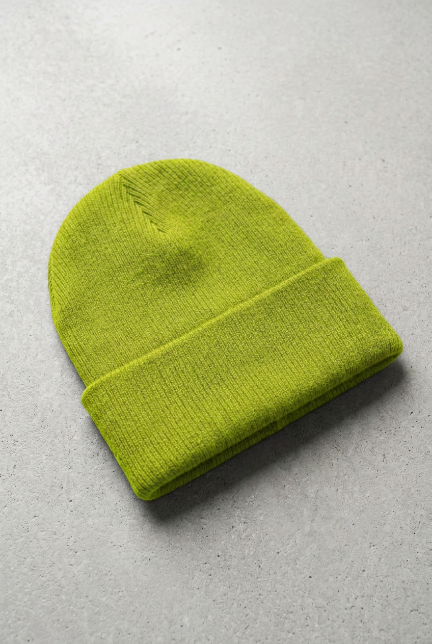 Knitted Beanie – Lime Green