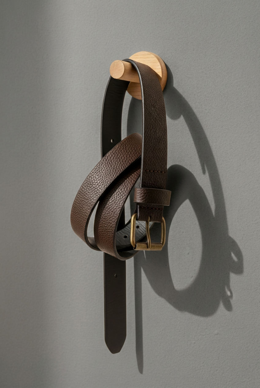 Textured Classic Leather Belt – Brown