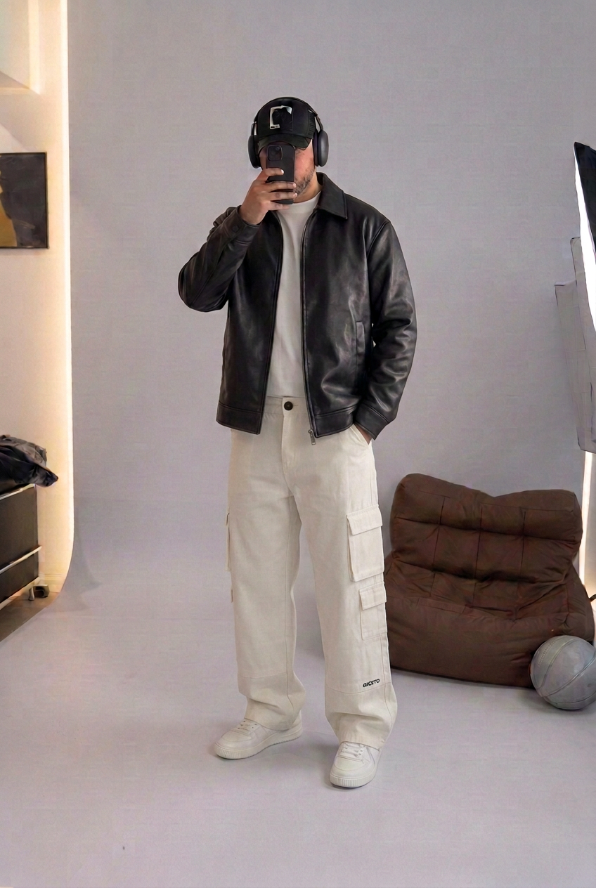 Leather Jacket with Zip – Black