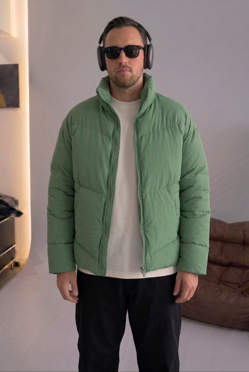 Basic Puffer Jacket – Green