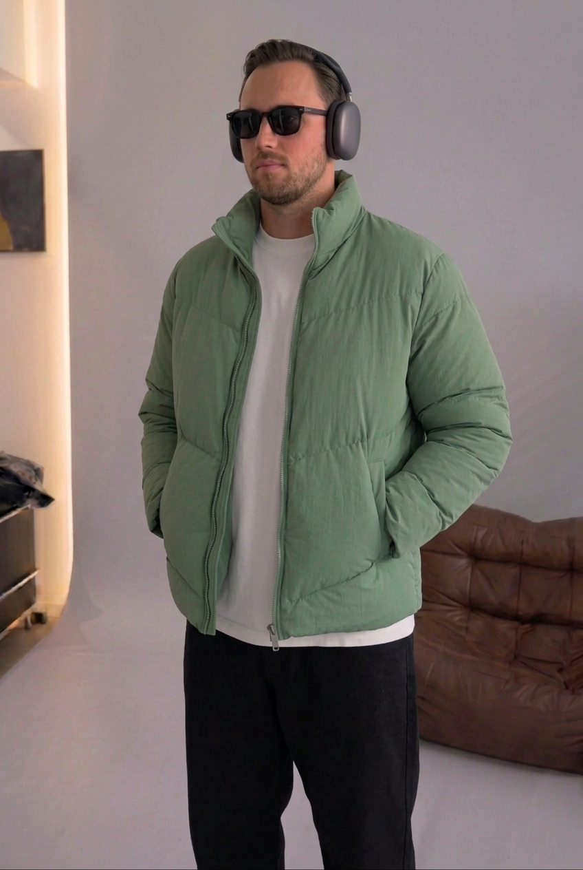 Basic Puffer Jacket – Green