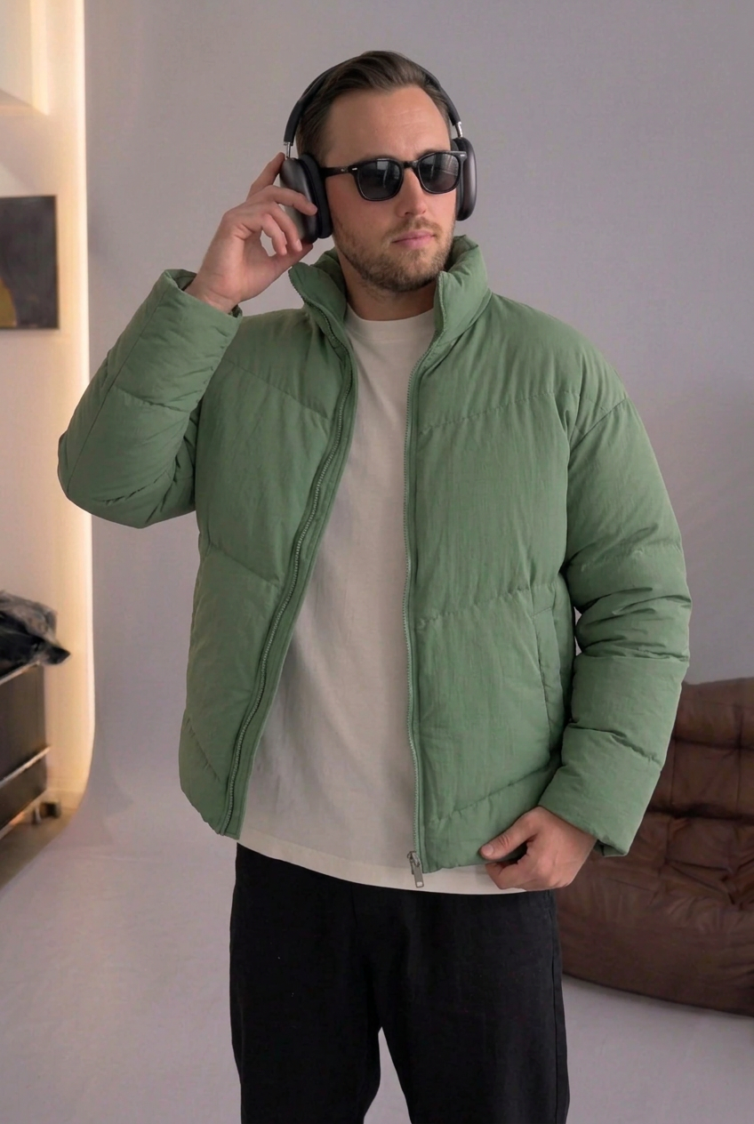 Basic Puffer Jacket – Green