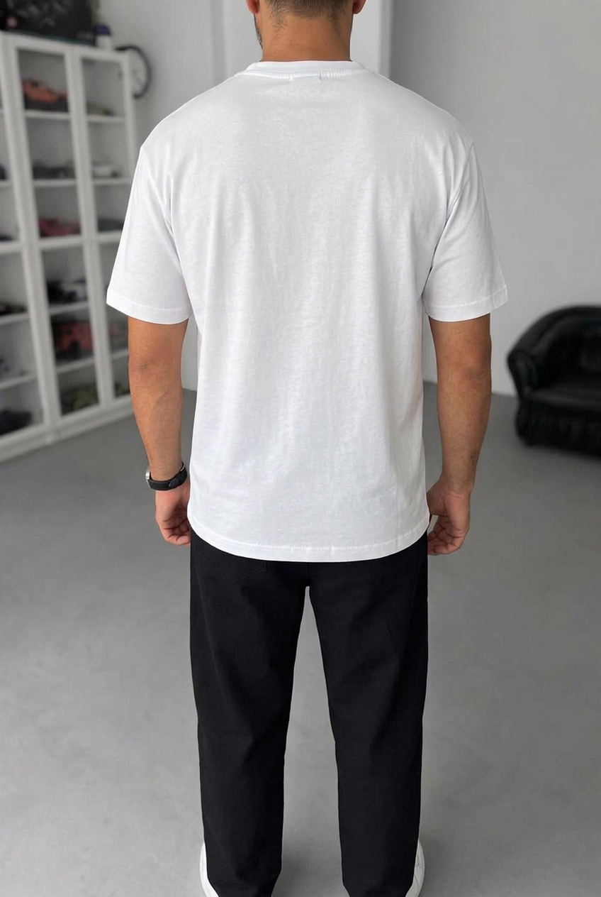 T-Shirt Regular-Fit Embroidered Logo Γκρι/Μαύρο – Λευκό