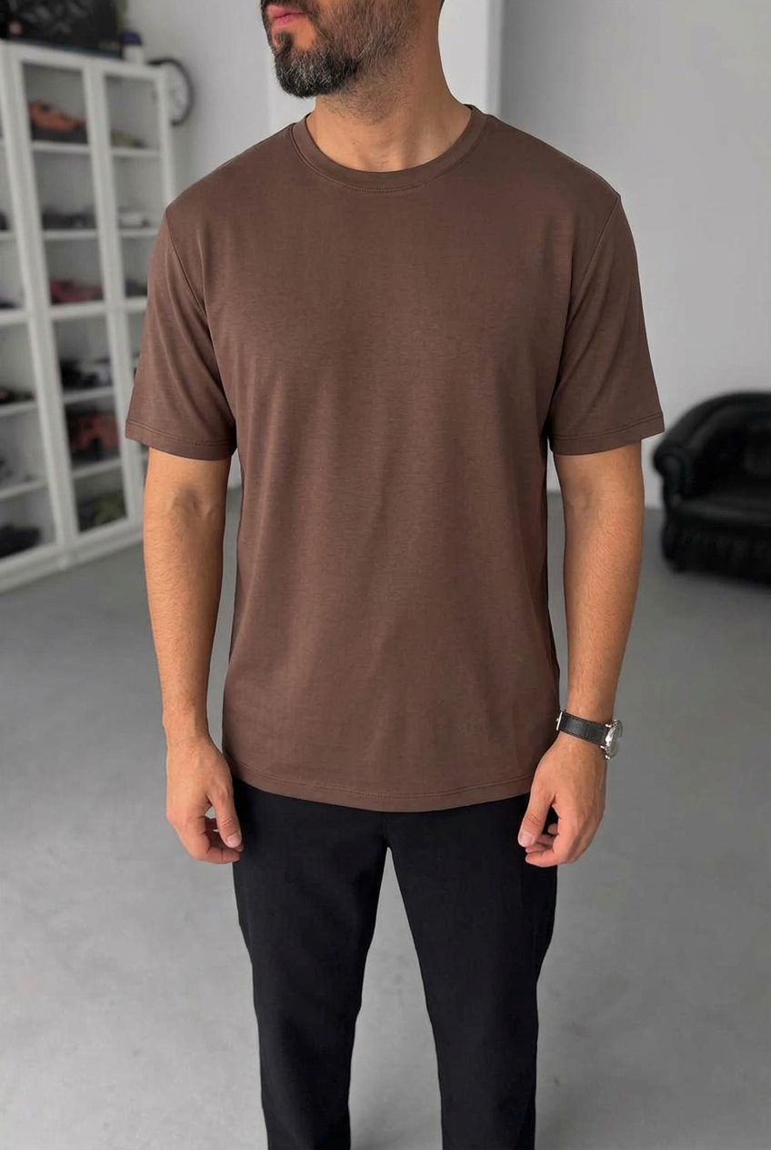 Modal Suprem Regular Fit T-Shirt – Brown