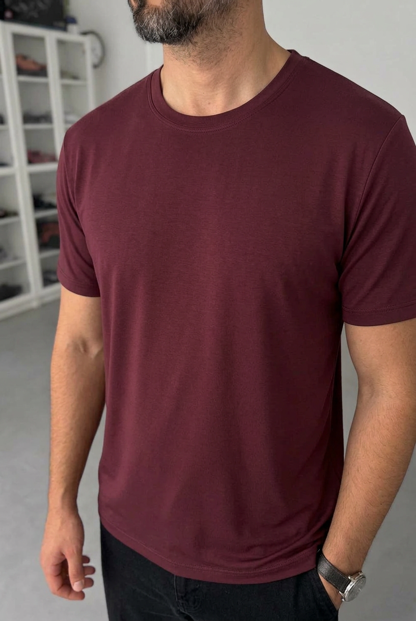 Modal Suprem Regular Fit T-Shirt – Burgundy