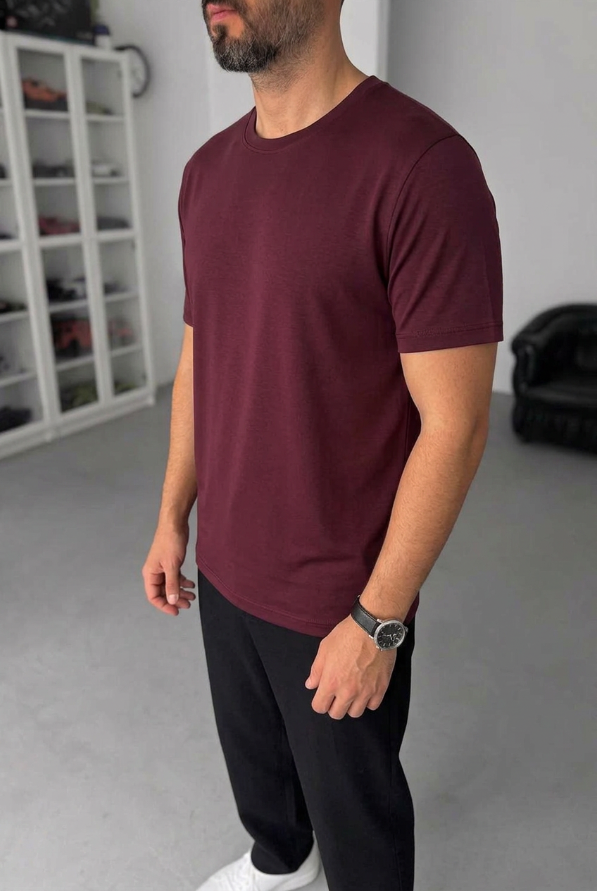 Modal Suprem Regular Fit T-Shirt – Burgundy