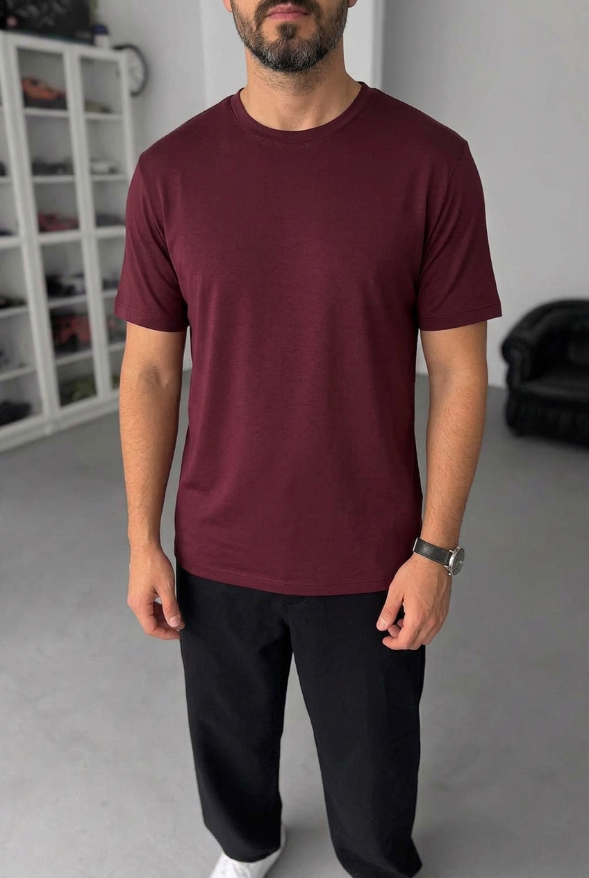 Modal Suprem Regular Fit T-Shirt – Burgundy