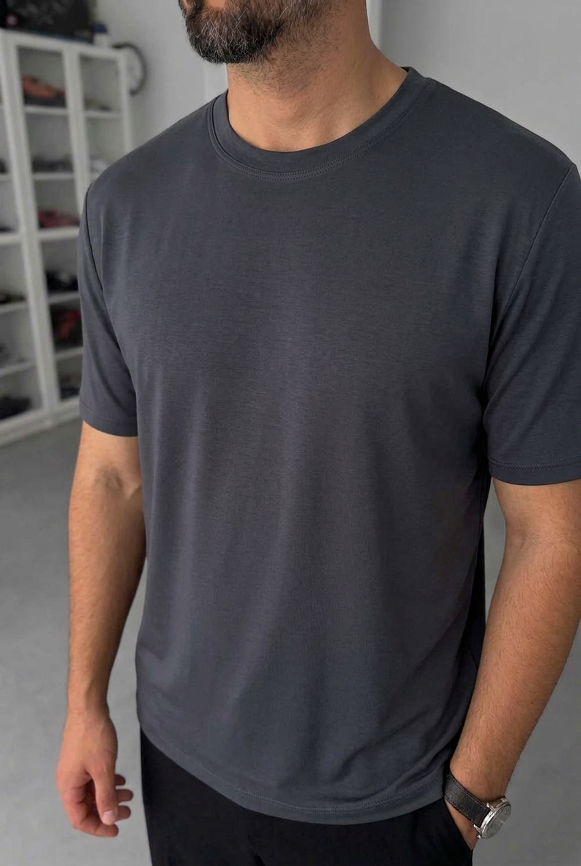 Modal Suprem Regular Fit T-Shirt – Charcoal