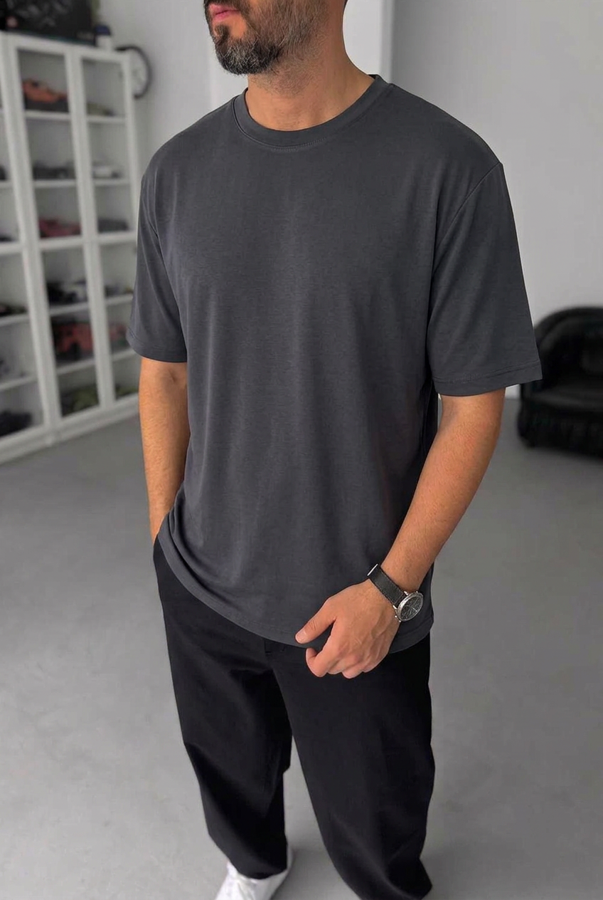 Modal Suprem Regular Fit T-Shirt – Charcoal