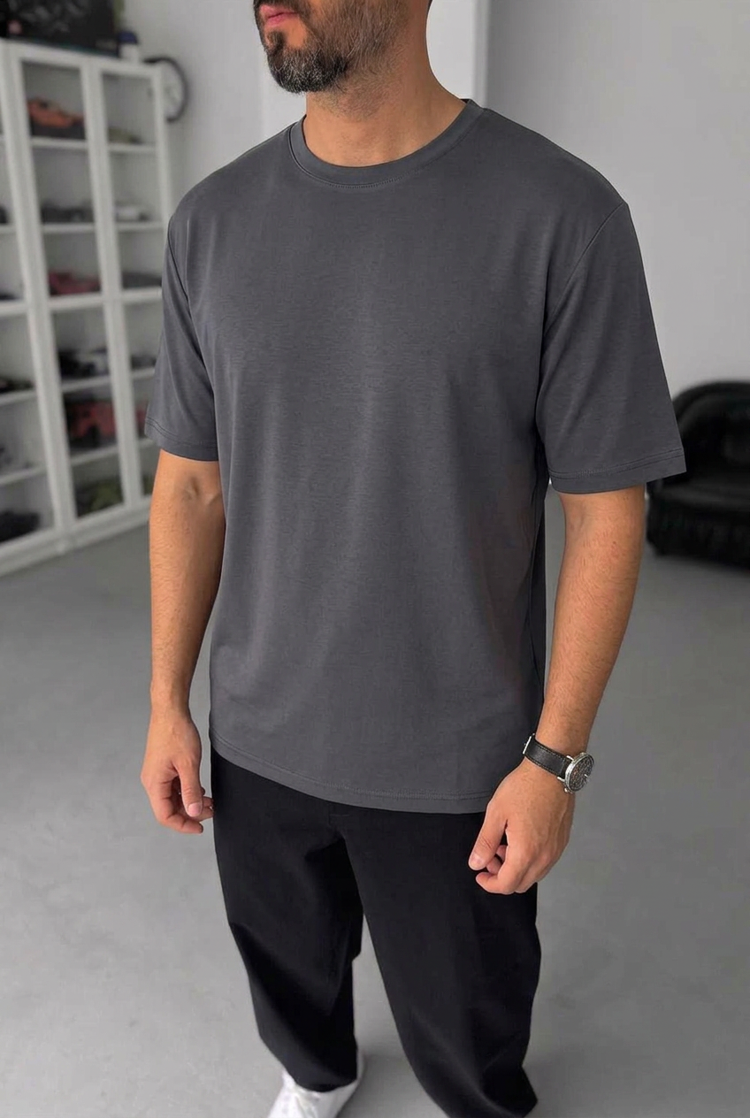 Modal Suprem Regular Fit T-Shirt – Charcoal