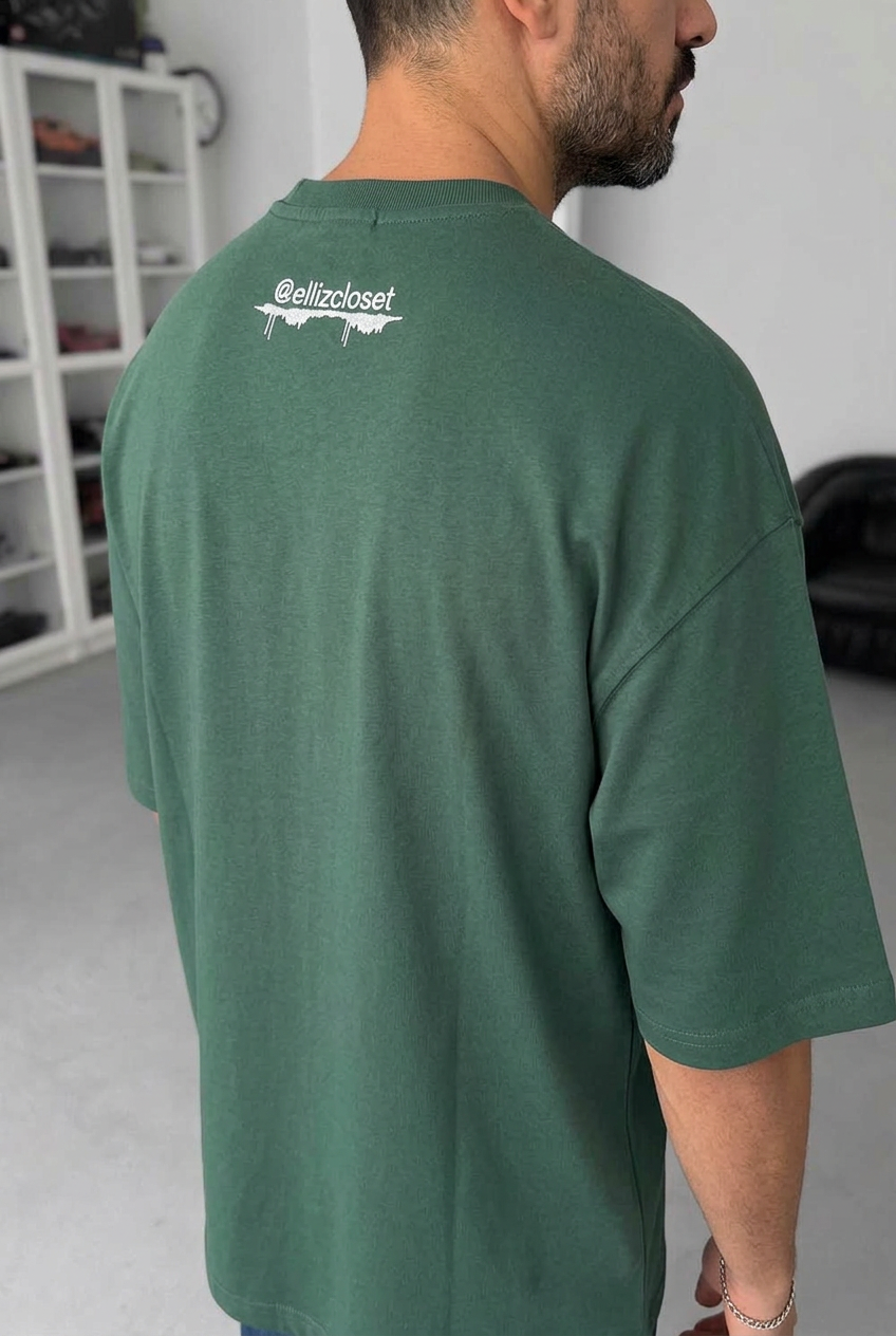 Basic Oversized T-Shirt with Embroidery – Green