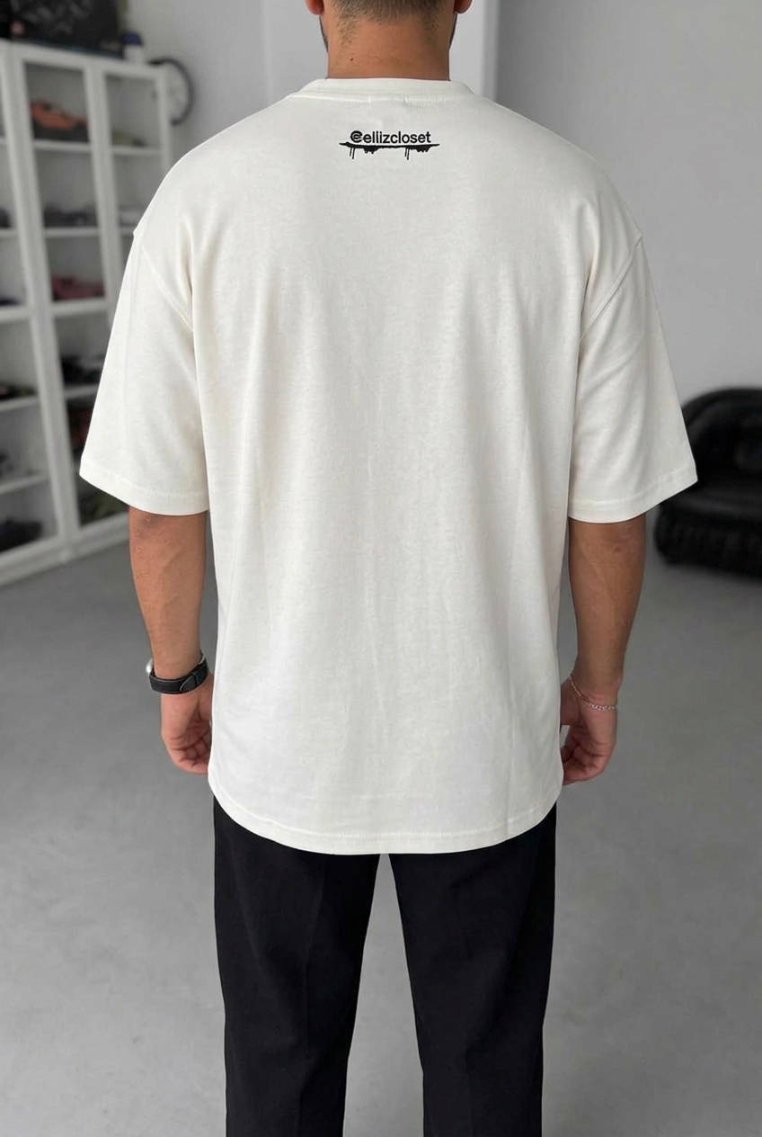 Basic Oversized T-Shirt with Embroidery – White