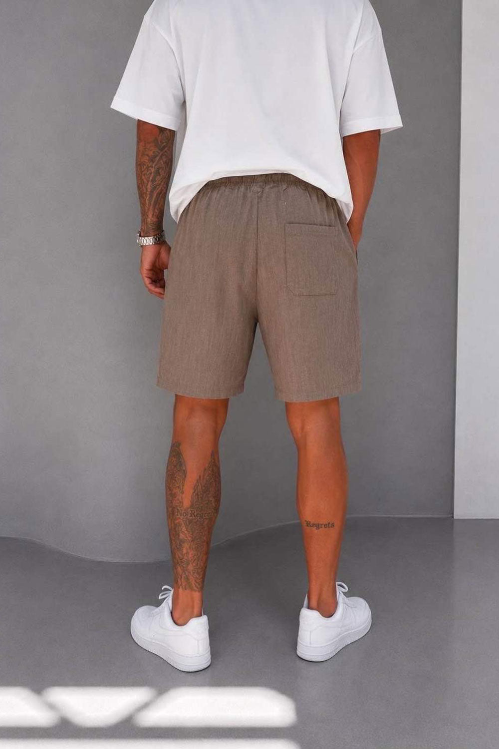 Βερμούδα Linen-Blend Urban Pleated Studio – Καφε