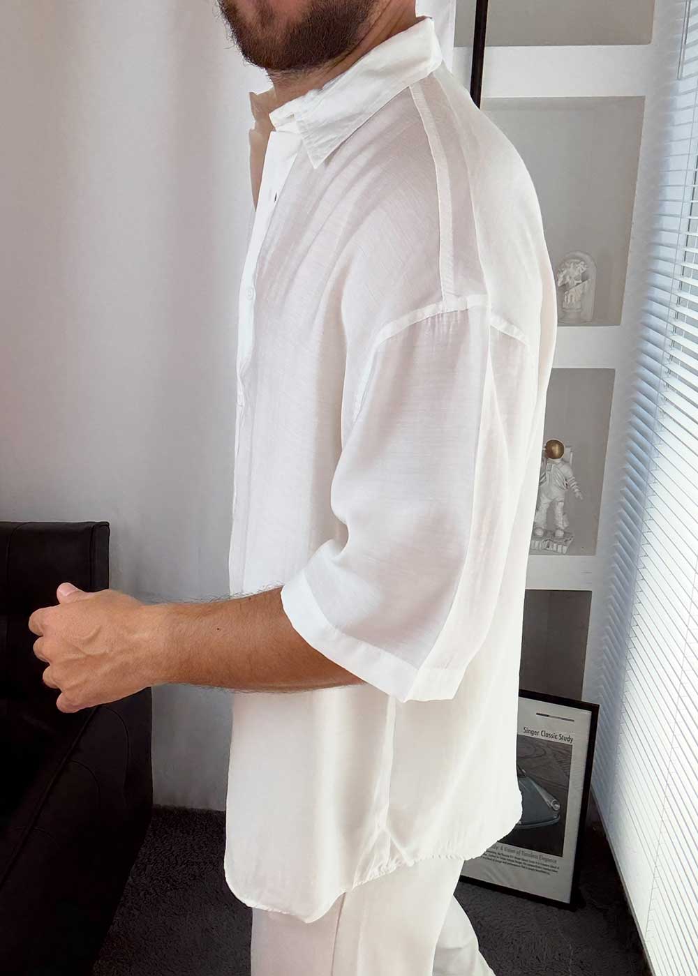 Basic Oversized Πουκάμισο -Λευκό – 4