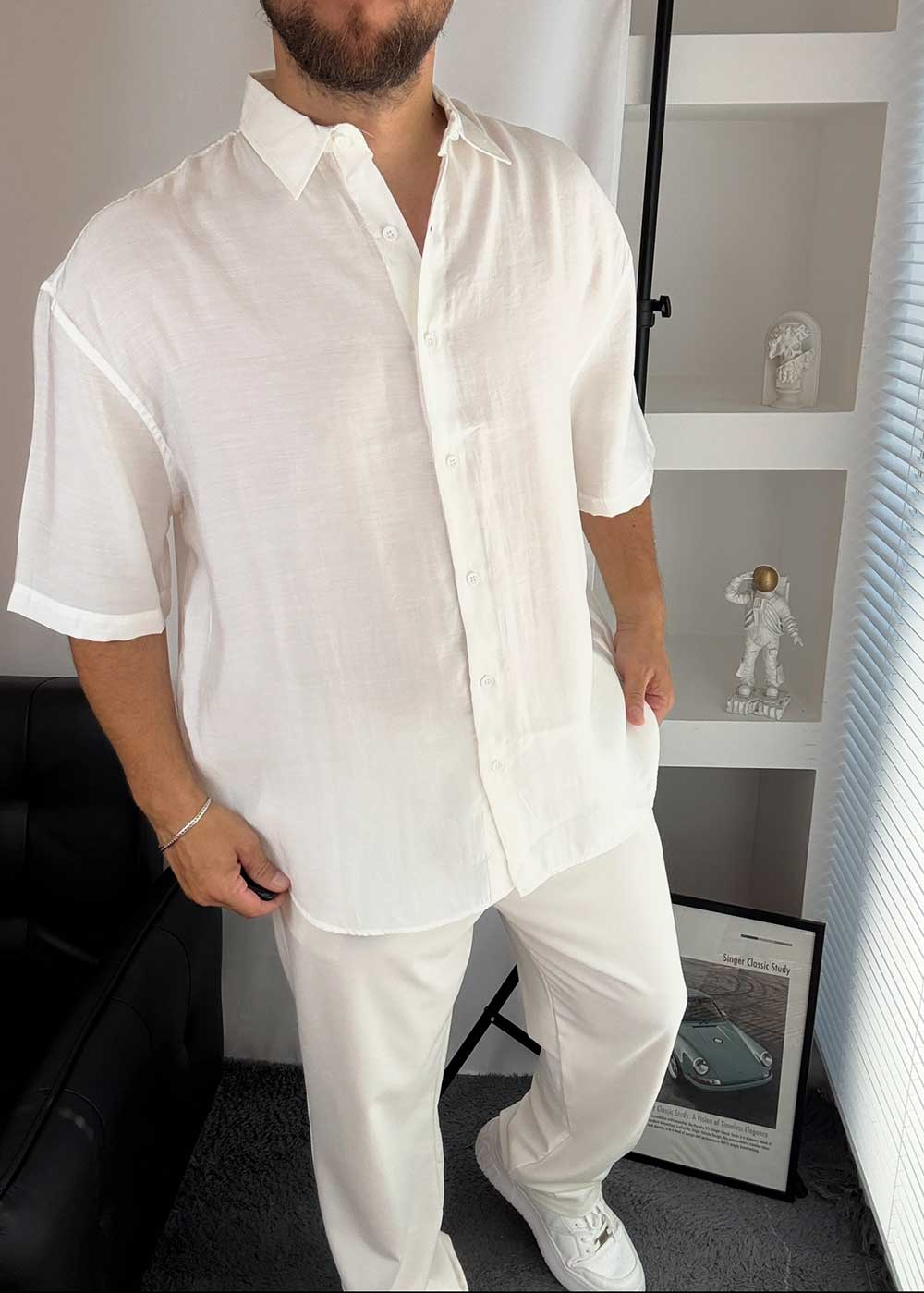 Basic Oversized Πουκάμισο -Λευκό – 7