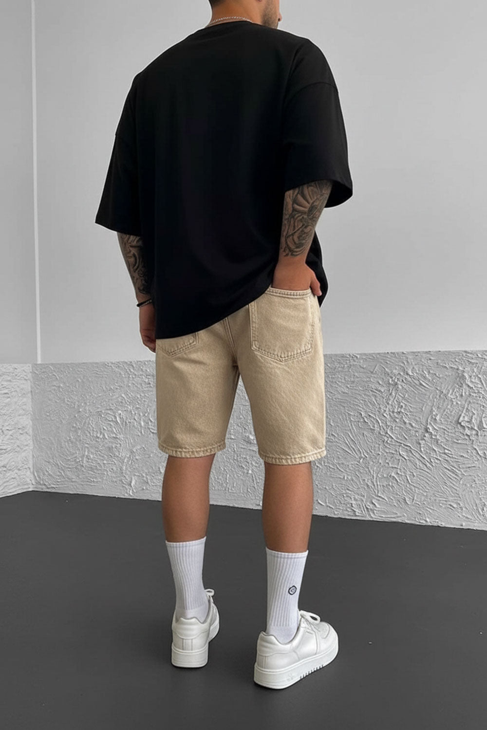Βερμούδα Denim Relaxed Studio – Μπεζ