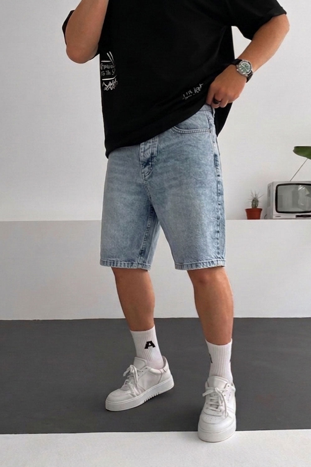 Βερμούδα Denim Relaxed Studio – Ανοιχτό Μπλε