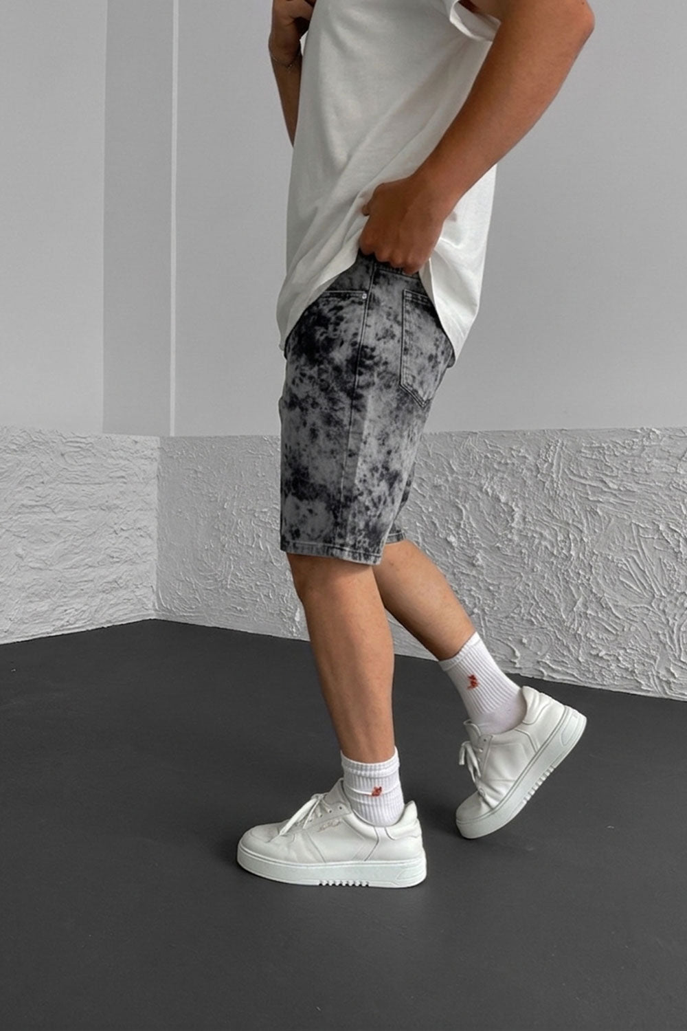 Βερμούδα Denim Relaxed Bleach Tie-Dye Studio – Γκρι / Μαύρο
