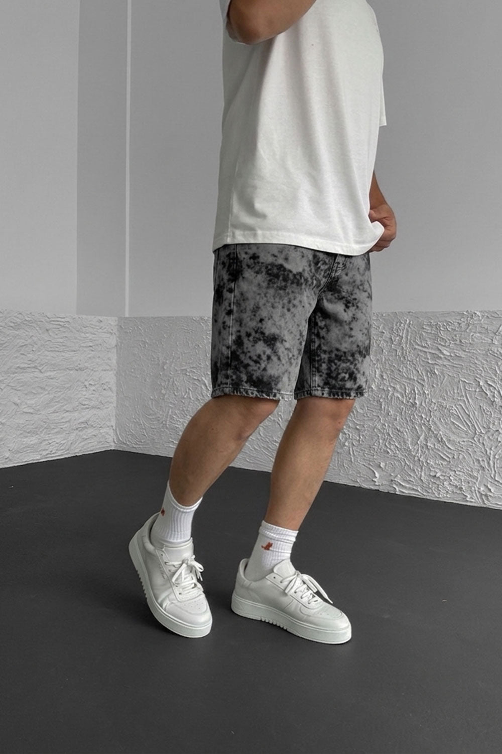 Βερμούδα Denim Relaxed Bleach Tie-Dye Studio – Γκρι / Μαύρο