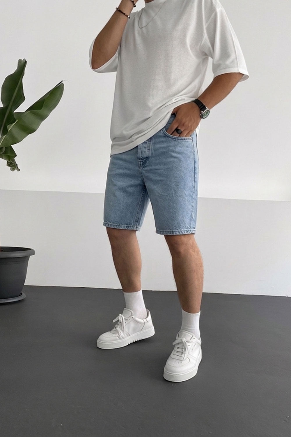 Βερμούδα Denim Relaxed Studio – Ανοιχτό Γαλάζιο