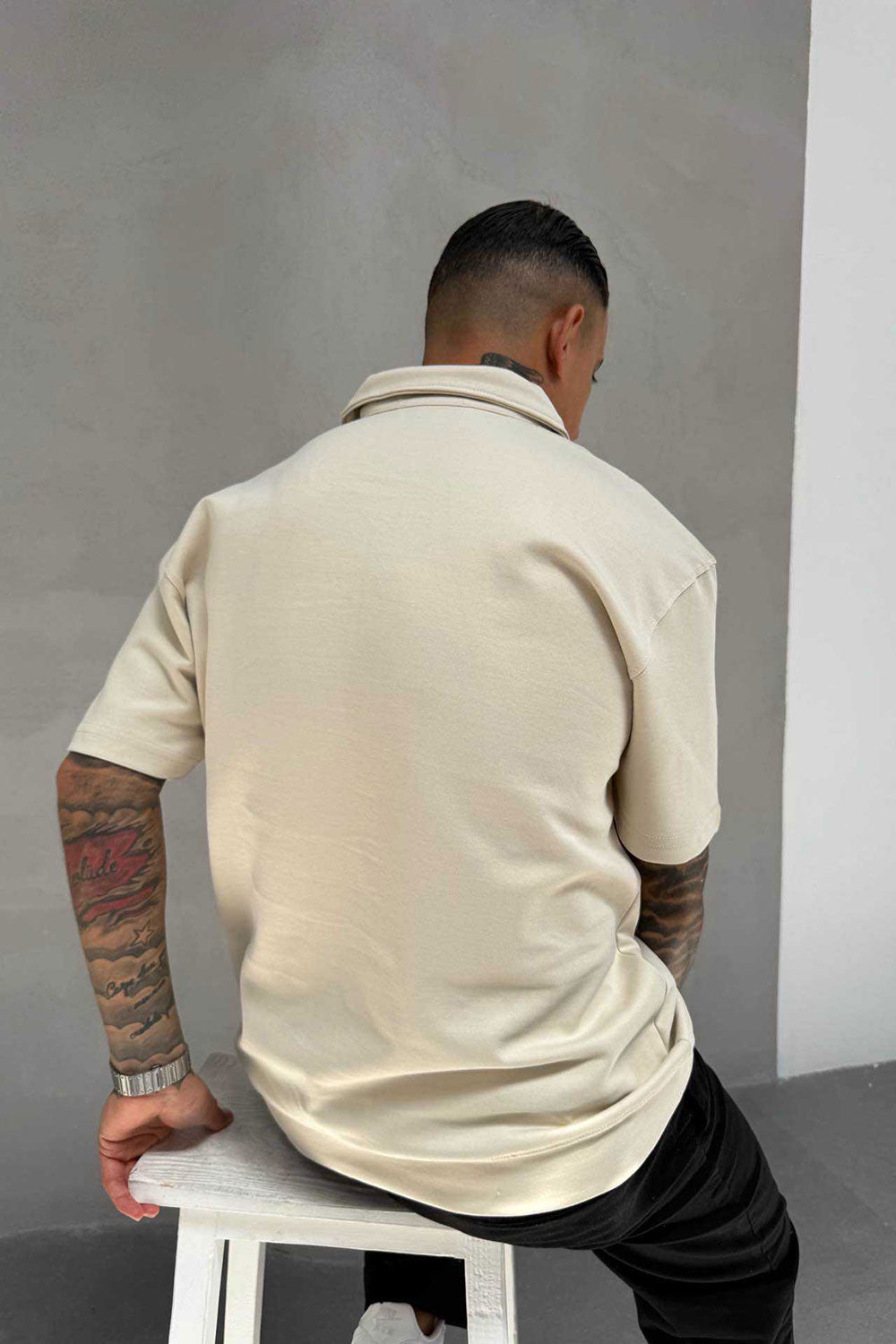 Πλεκτό Μπλουζάκι Polo Relaxed Heavy Knit Studio – Εκρού