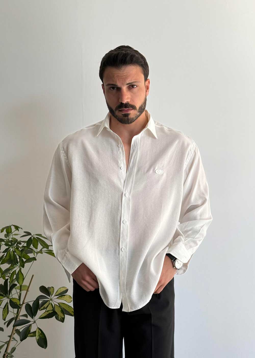 Πουκάμισο Oversized Σε Tencel Ύφανση - Λευκό