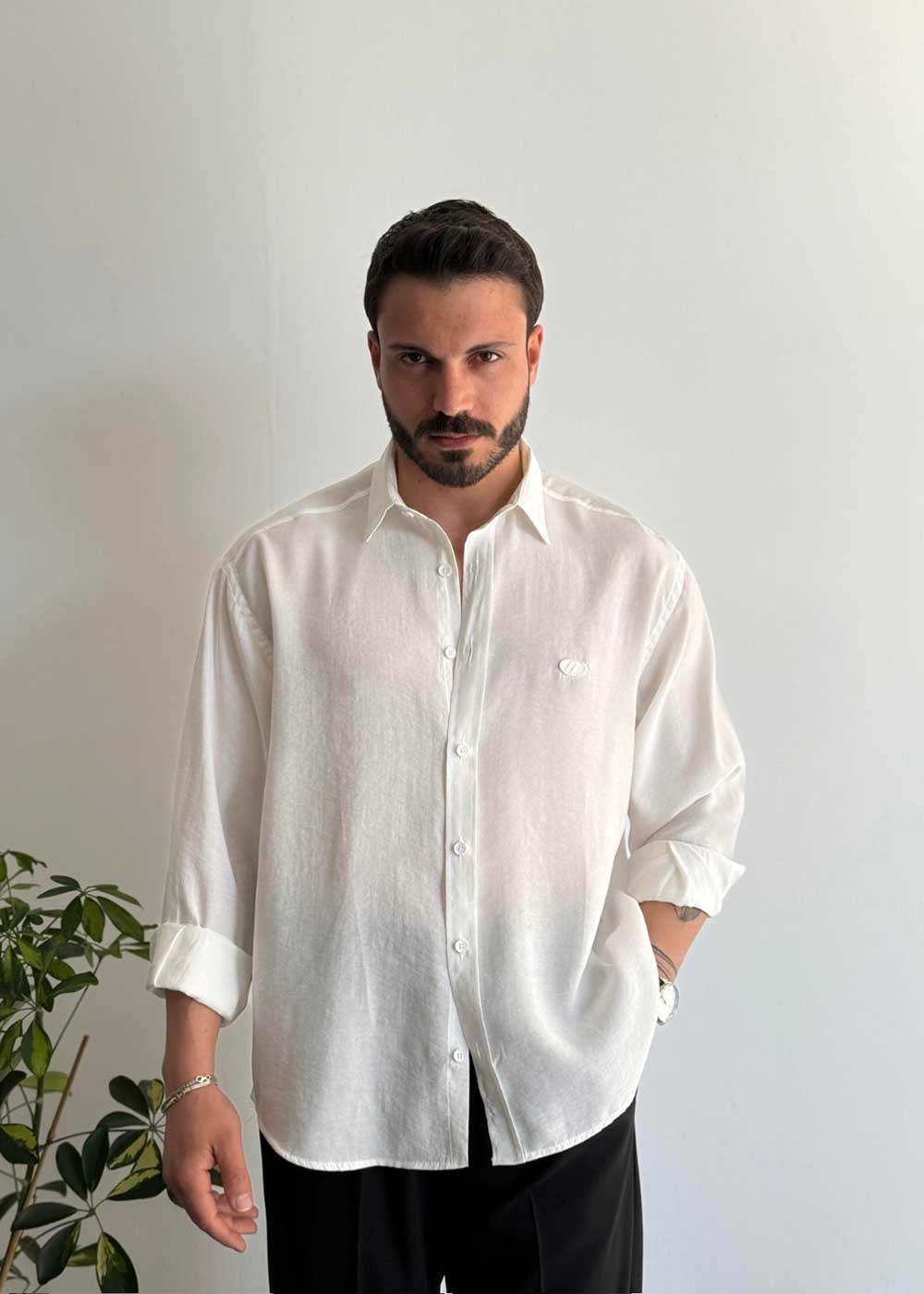 Πουκάμισο Oversized Σε Tencel Ύφανση - Λευκό – 2