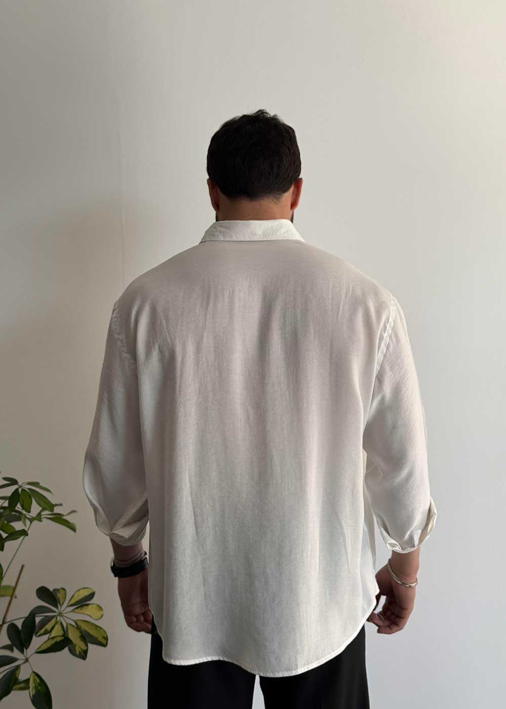 Πουκάμισο Oversized Σε Tencel Ύφανση - Λευκό – 4