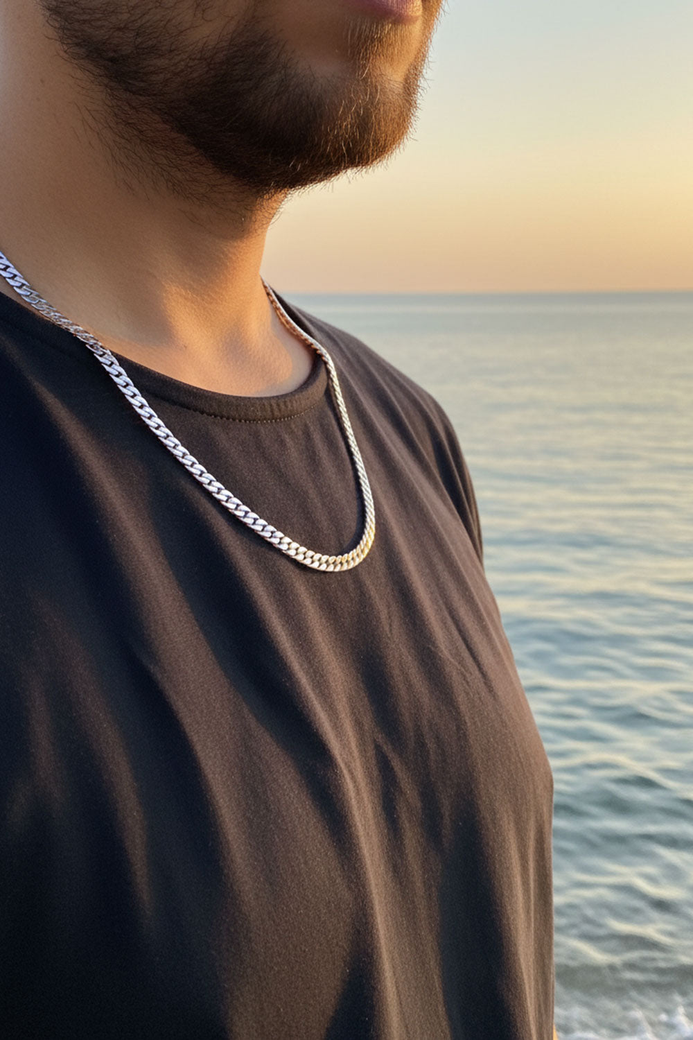 Urban Streetwear Ασημί Ανδρικό Κολιέ Curb Chain