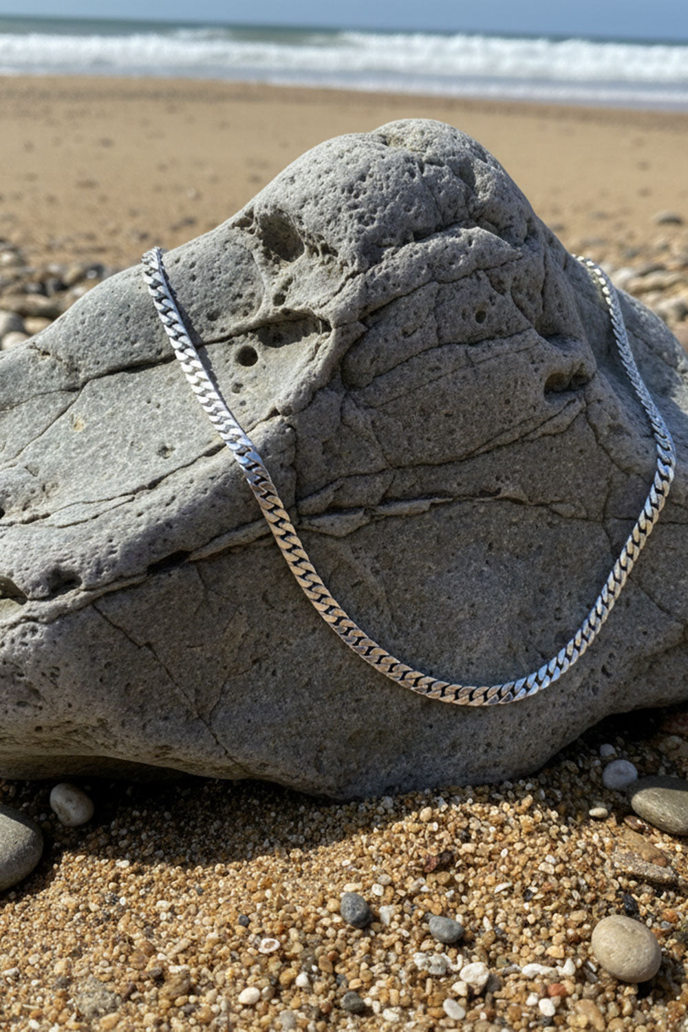 Urban Streetwear Ασημί Ανδρικό Κολιέ Curb Chain