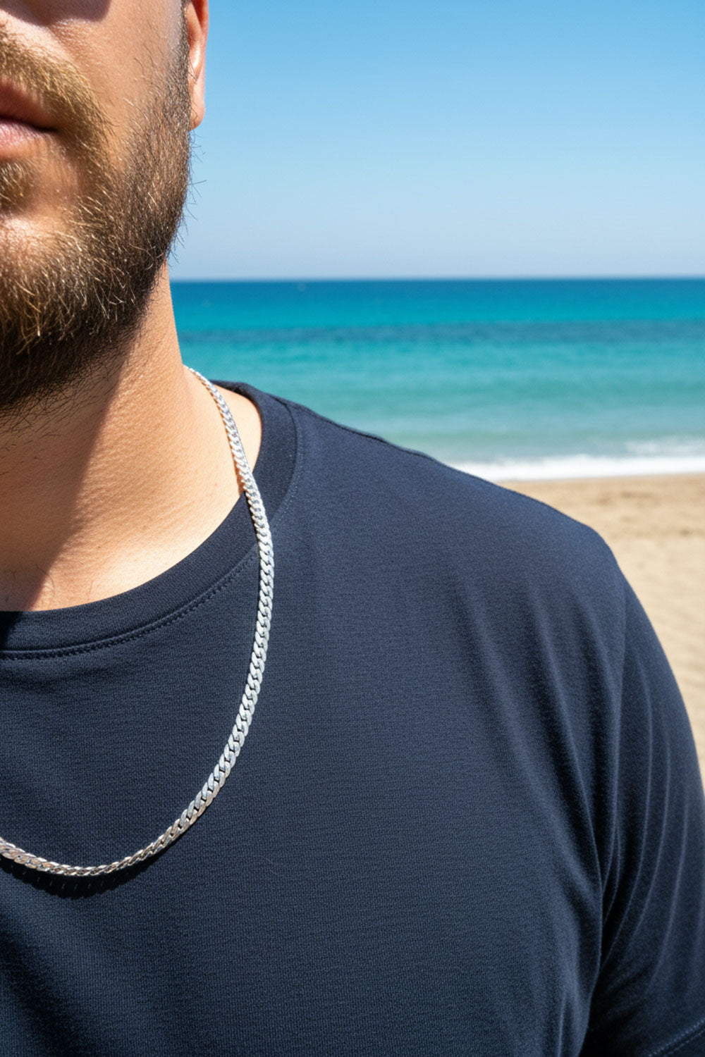 Classic Silver Curb Chain Ανδρικό Κολιέ