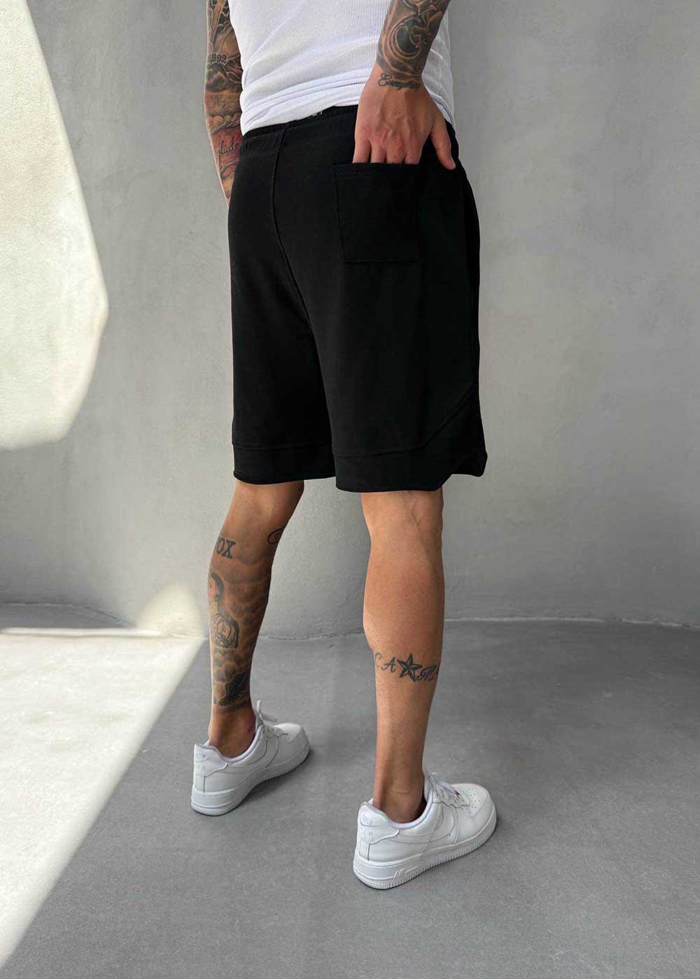 Minimal Σορτς Streetwear με Λάστιχο και Ραφές - Μαύρο – 2
