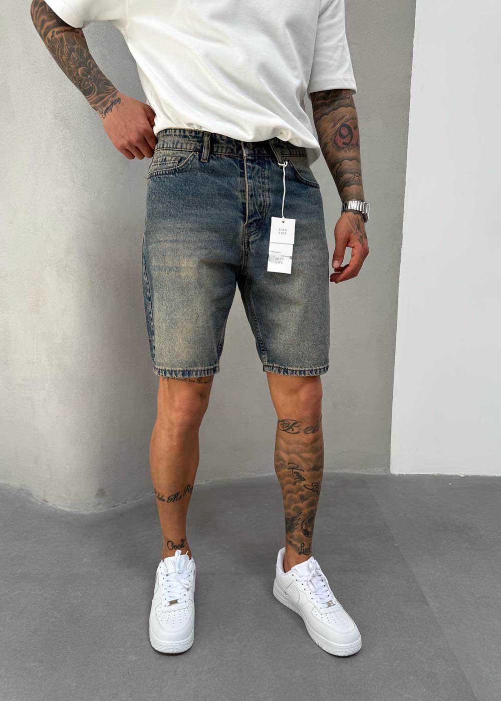 Denim Βερμούδα Relax Πεπαλαιωμένο Ξεβαμμένο – Σκούρο Μπλε – 3
