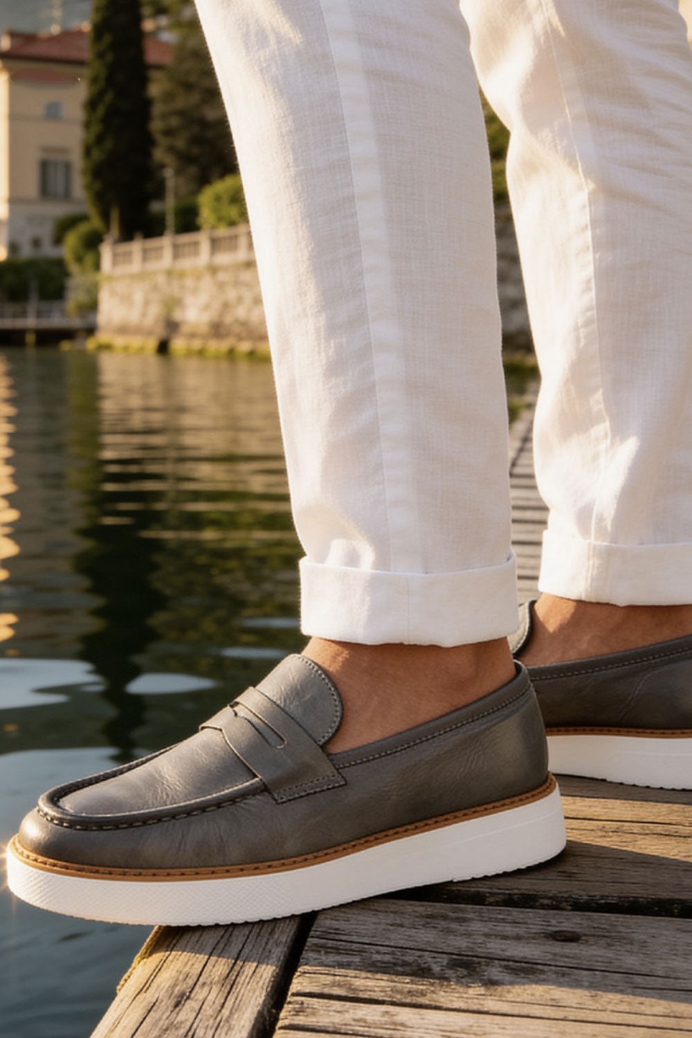 Χειροποίητα Παπούτσια  Leather Penny Loafers Studio – Σκούρο Χακί