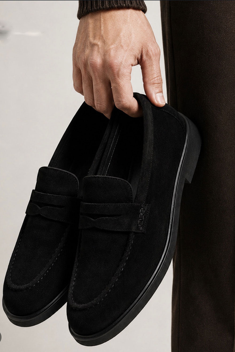 Χειροποίητα Παπούτσια Flat Suede Urban Loafers Studio – Μαύρο