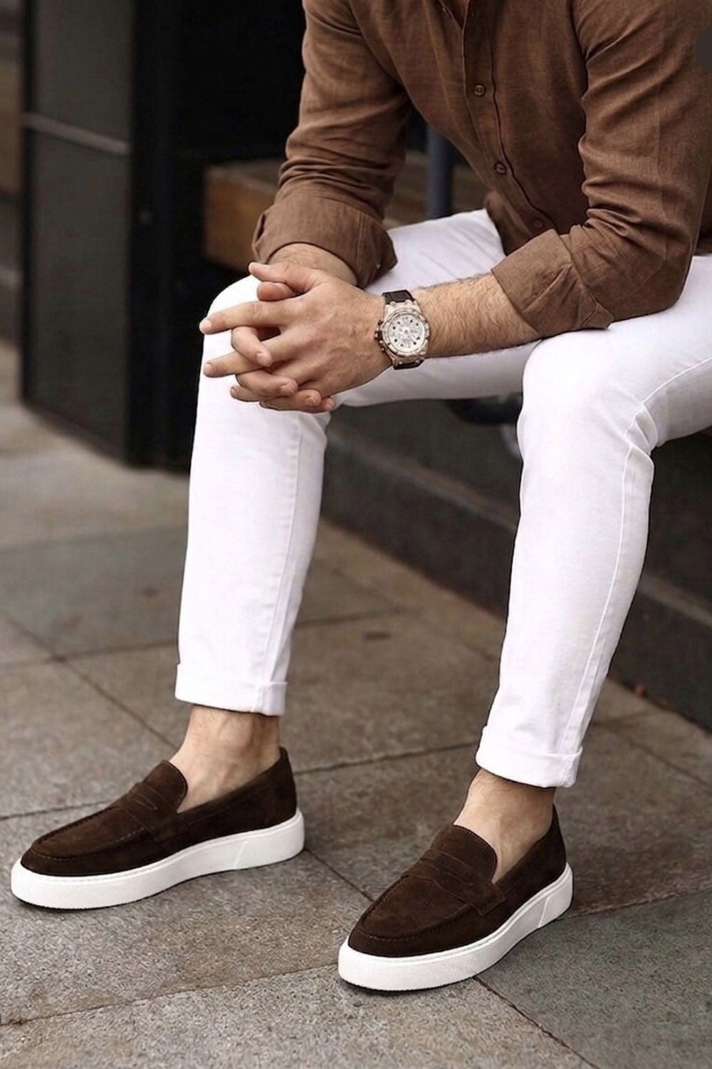 Χειροποίητα Παπούτσια  Suede Urban Loafers Studio – Καφέ