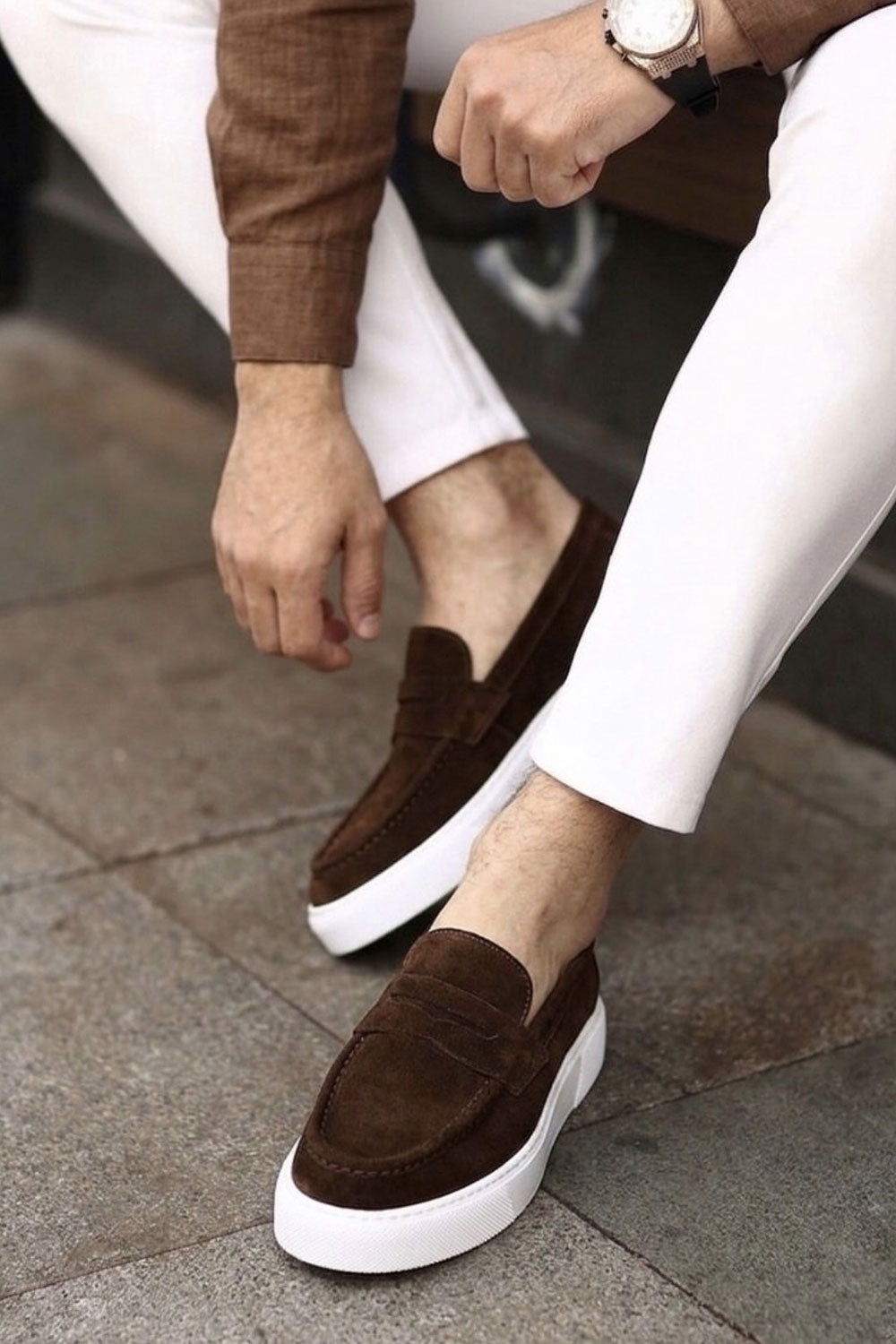 Χειροποίητα Παπούτσια  Suede Urban Loafers Studio – Καφέ